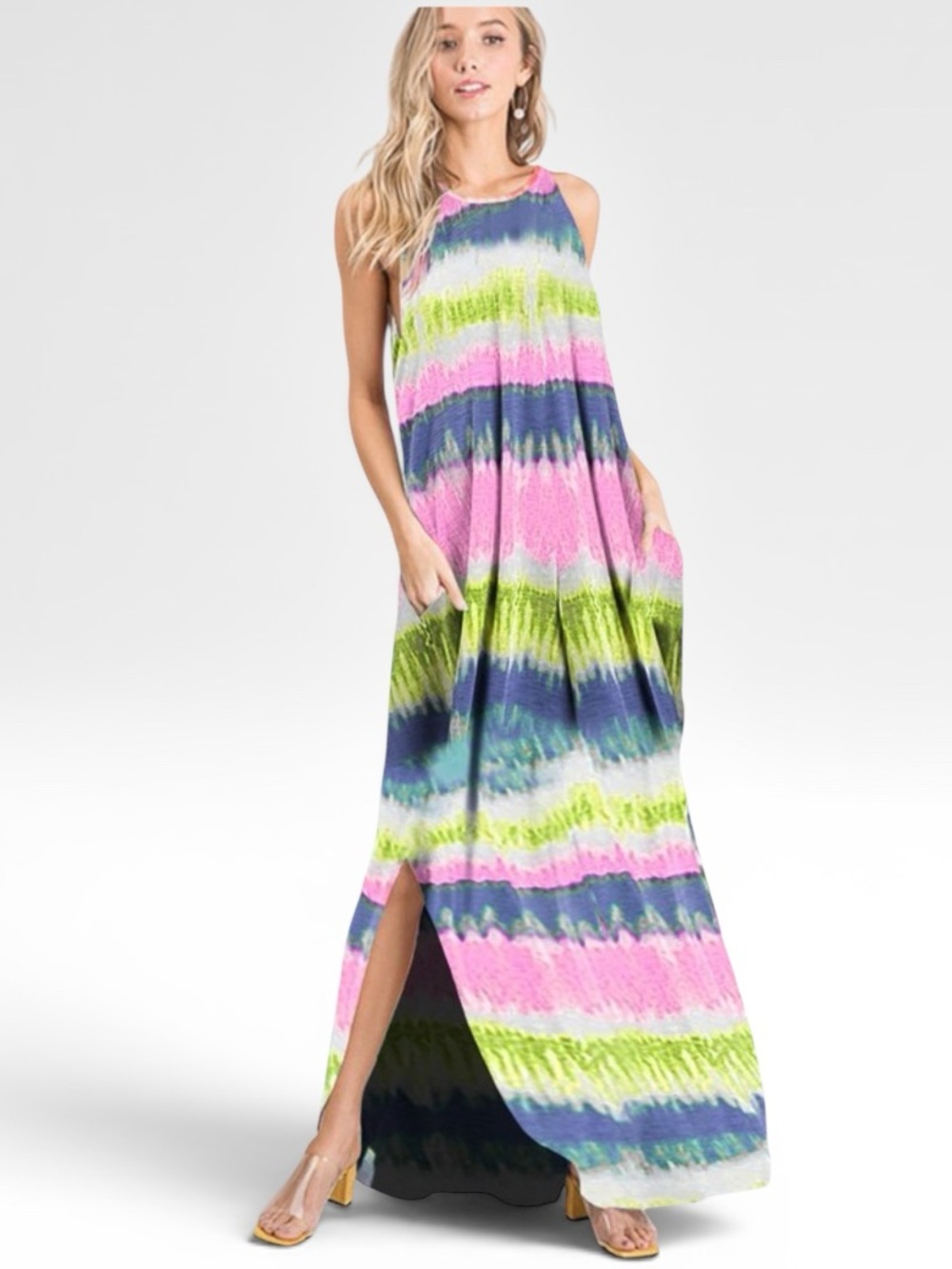 📦 Heimish Tie Dye Maxi length with pockets Dress